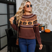 Hazel Winthorpe | Halloween Pumpkin Knit Sweater For Women