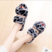 Vada Woodfield | Leopard Print Fluffy Slide Slippers For Women