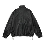 Rafael Moretti | Oversized Leather Jacket With Stand Collar For Men