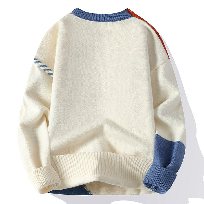 Abel Goldley | Patchwork Knit Crew Neck Sweater For Men