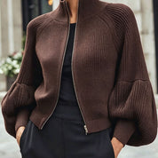 Isadora Pelletier | Puff-Sleeve Zip-Up Sweater For Women