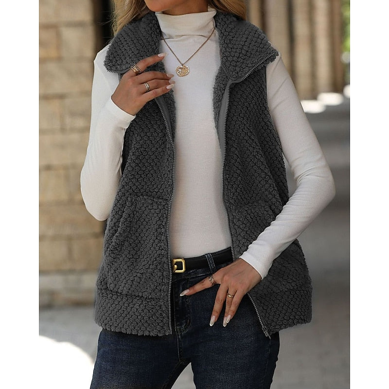 Fabiola Renwick | Textured Fleece Zip Vest For Women