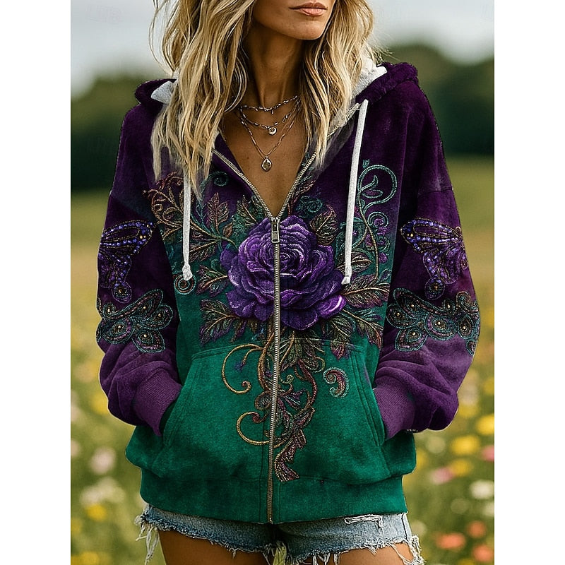 Naomi Castellucci | Tie-Dye Tree of Life Zip-Up Hoodie For Women