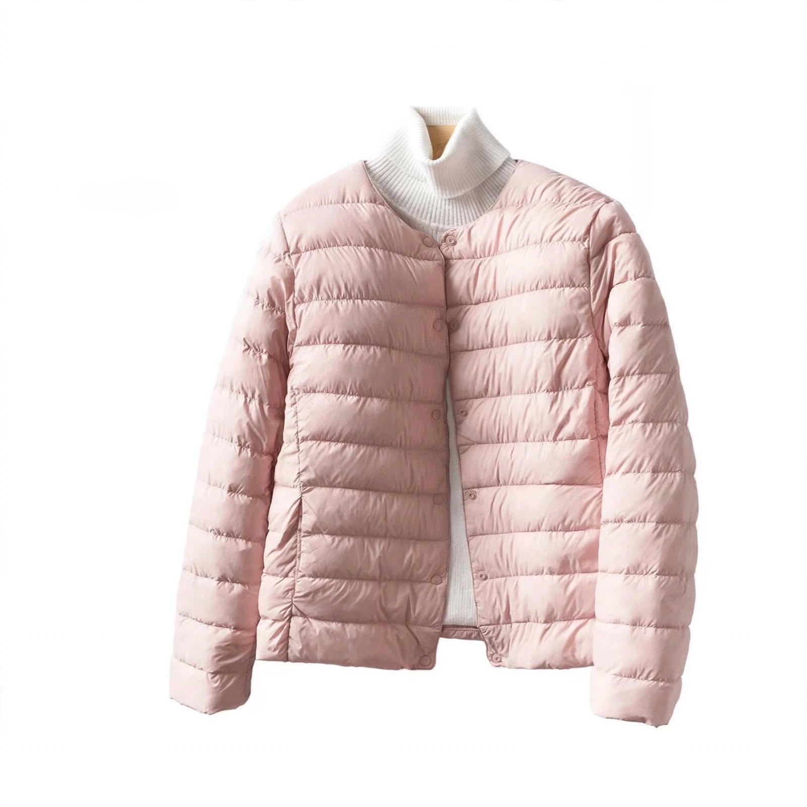 Hollis Brookhaven | Cream Lightweight Collarless Puffer For Women
