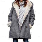 Delphine Castagno | Faux Shearling Hooded Winter Coat For Women