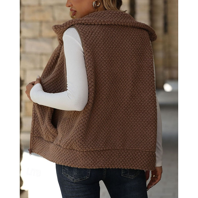 Fabiola Renwick | Textured Fleece Zip Vest For Women