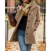 Margaux Delacroix | Turndown Collar Wool-Blend Coat For Women