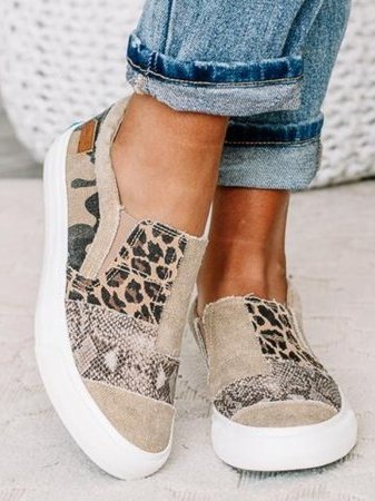 Rosalind Fenwick | Leopard Patchwork Canvas Slip-On Sneakers