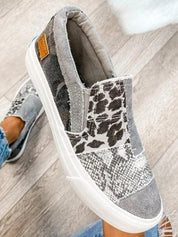 Rosalind Fenwick | Leopard Patchwork Canvas Slip-On Sneakers