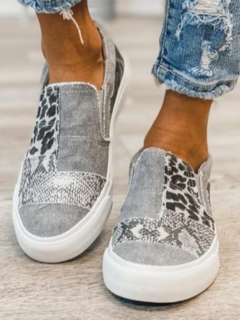Rosalind Fenwick | Leopard Patchwork Canvas Slip-On Sneakers