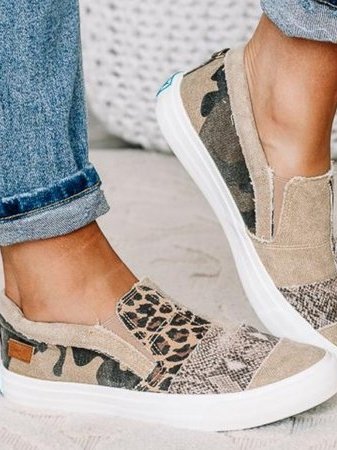Rosalind Fenwick | Leopard Patchwork Canvas Slip-On Sneakers