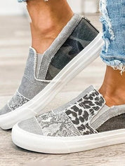 Rosalind Fenwick | Leopard Patchwork Canvas Slip-On Sneakers
