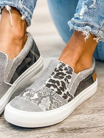 Rosalind Fenwick | Leopard Patchwork Canvas Slip-On Sneakers