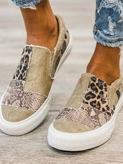 Rosalind Fenwick | Leopard Patchwork Canvas Slip-On Sneakers