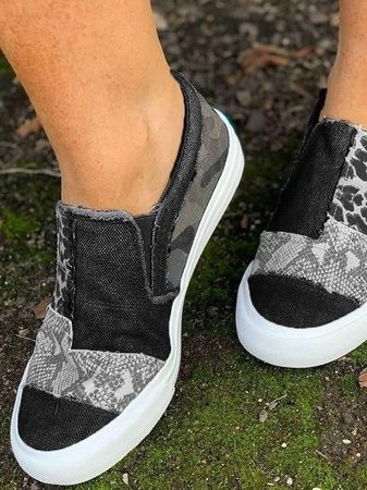Rosalind Fenwick | Leopard Patchwork Canvas Slip-On Sneakers