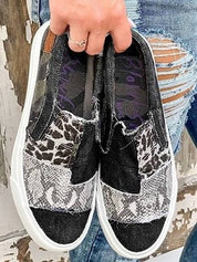 Rosalind Fenwick | Leopard Patchwork Canvas Slip-On Sneakers