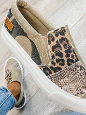 Rosalind Fenwick | Leopard Patchwork Canvas Slip-On Sneakers