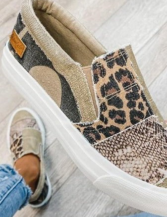 Rosalind Fenwick | Leopard Patchwork Canvas Slip-On Sneakers