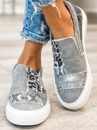 Rosalind Fenwick | Leopard Patchwork Canvas Slip-On Sneakers