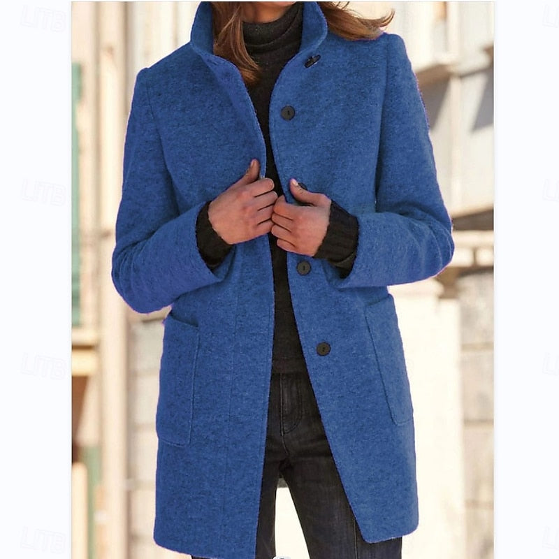 Alessandra Montclair | Refined Stand-Collar Wool Coat For Women
