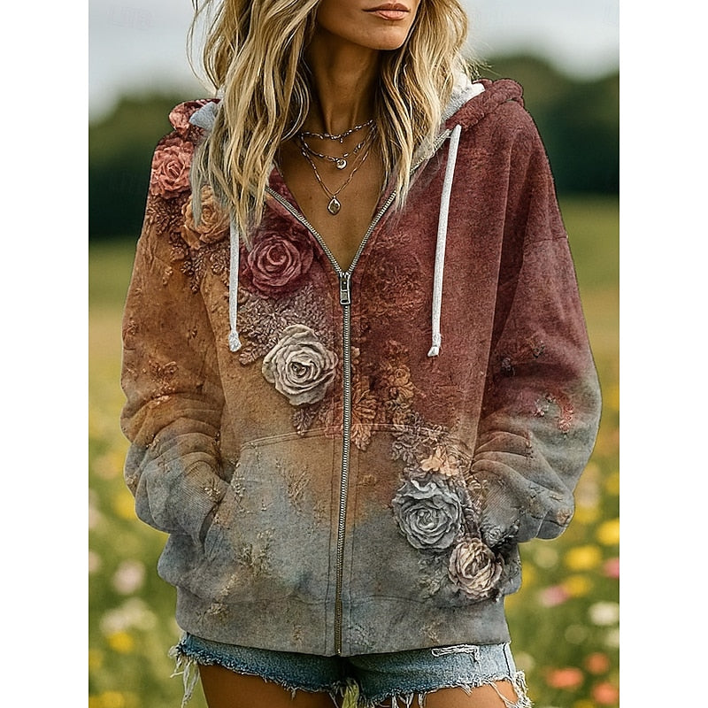 Naomi Castellucci | Tie-Dye Tree of Life Zip-Up Hoodie For Women
