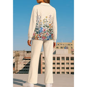 Camille Winters | Floral Collared Two-Piece Lounge Set For Women