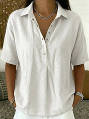 Margot Ellison | Linen Button-Up Collar Shirt For Women