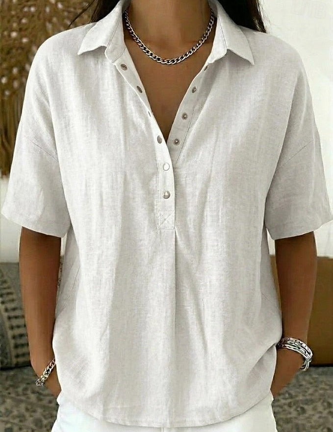 Margot Ellison | Linen Button-Up Collar Shirt For Women