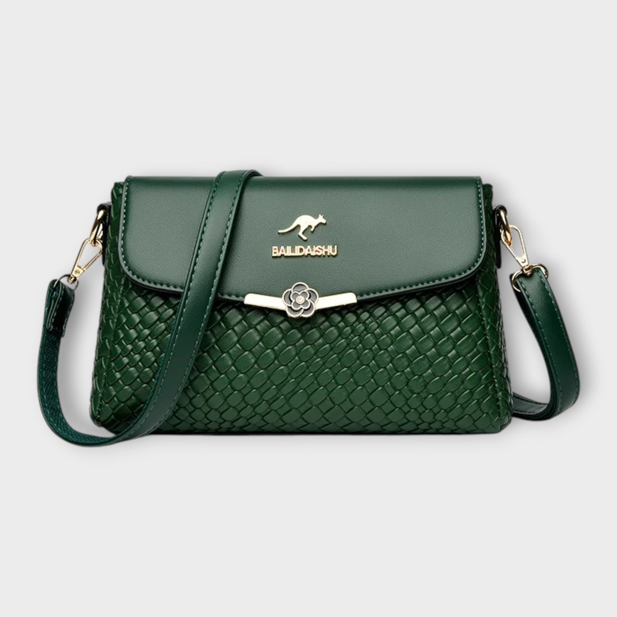 Vivienne Lacroix | Black Woven Faux Leather Crossbody Bag