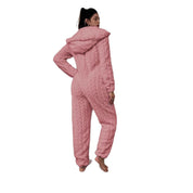 Greer Dunleavy | Beige Cable Fleece Hooded Onesie For Women