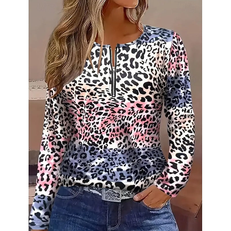 Isadora Fontanel | Floral Quarter-Zip Long Sleeve Top For Women