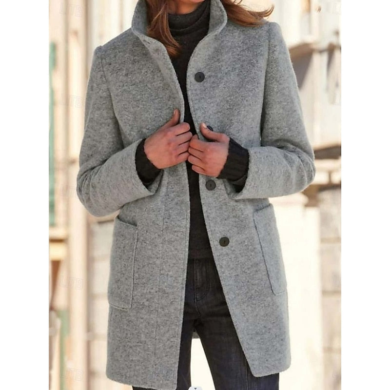 Alessandra Montclair | Refined Stand-Collar Wool Coat For Women
