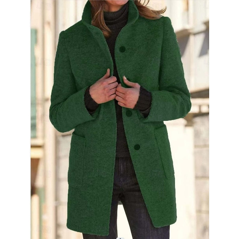 Alessandra Montclair | Refined Stand-Collar Wool Coat For Women