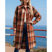 Natalie Hargrove | Longline Plaid Shacket Coat For Women