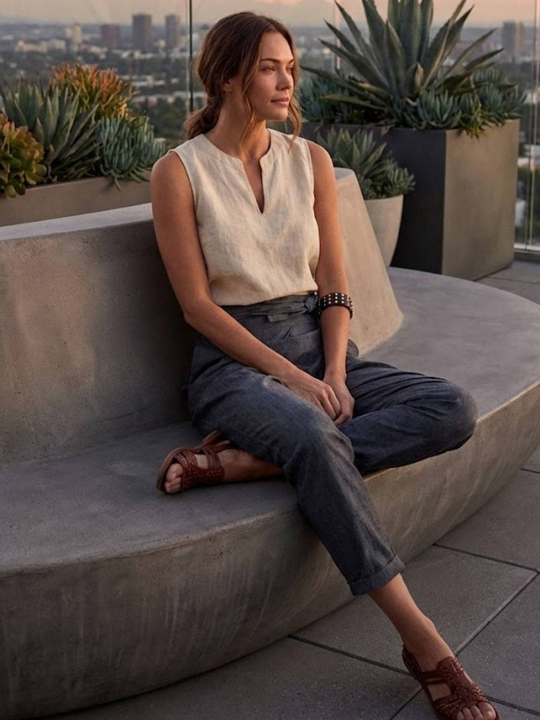 Séraphelle Dunvaux | High Waist Wrap Front Cropped Tapered Pants in Grey