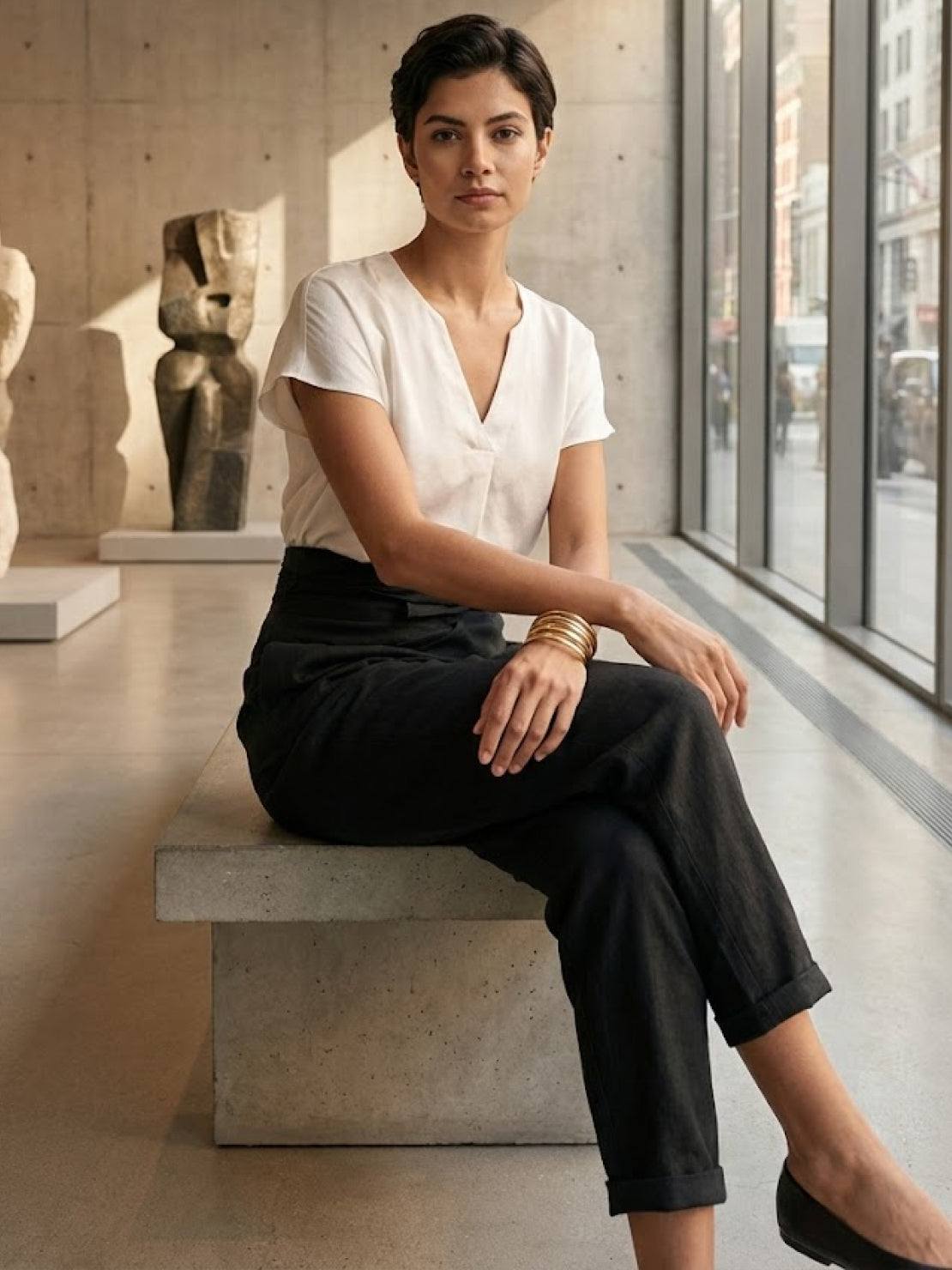 Séraphelle Dunvaux | High Waist Wrap Front Cropped Tapered Pants in Grey