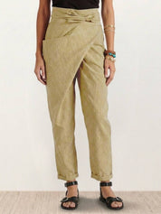 Séraphelle Dunvaux | High Waist Wrap Front Cropped Tapered Pants in Grey