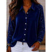 Ines Charton | Sequin Sleeve Velvet Shirt For Women