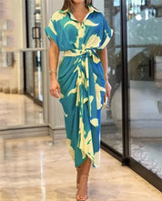 Greta Bellavance | Abstract Print Midi Shirt Dress For Women