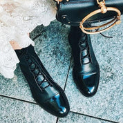 Madeleine Voscroft | Black Lace-Up Ankle Boots For Women