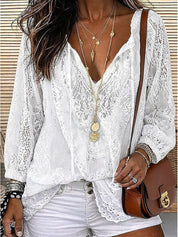 Simone Ardennes | Boho Lace-Trim Blouse For Women