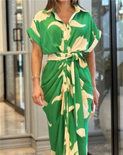 Greta Bellavance | Abstract Print Midi Shirt Dress For Women