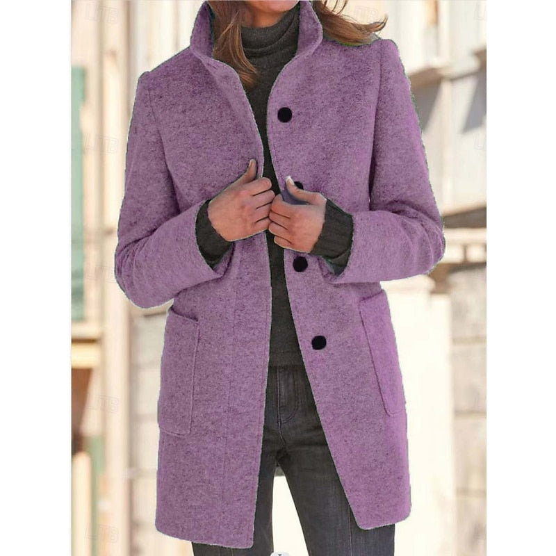 Alessandra Montclair | Refined Stand-Collar Wool Coat For Women