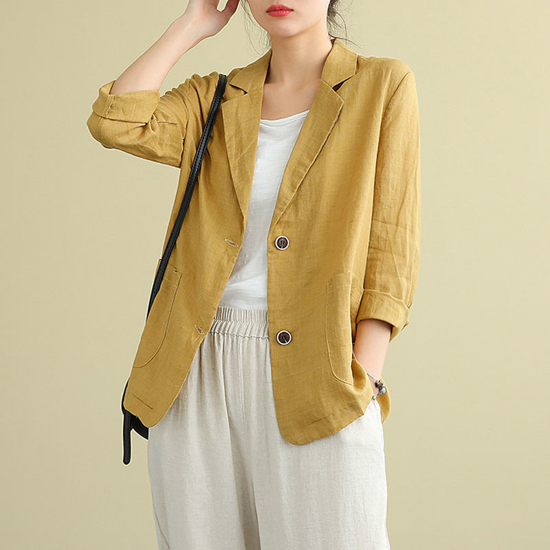 Camille Fontaine | Women's Linen Blazer Lightweight Tailored Pockets