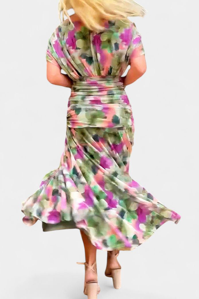 Seraphina Dunvale | Brown Off-Shoulder Ruched Maxi Dress