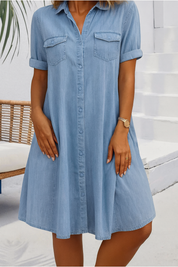 Clarissa Wyndmere | Lightweight Denim-Look Shirt Dress