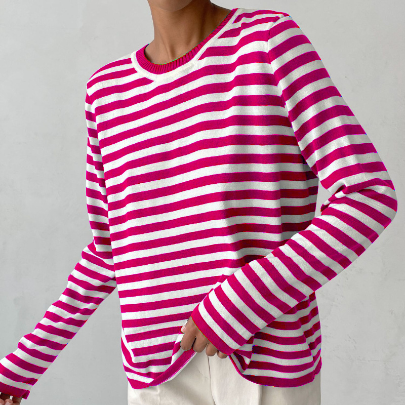 Marlowe Sinclair | Navy & White Striped Long-Sleeve Knit Top