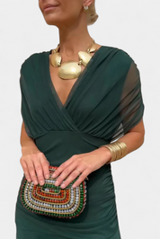 Seraphina Dunvale | Brown Off-Shoulder Ruched Maxi Dress