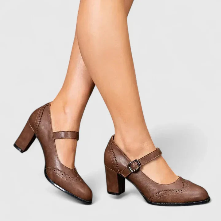 Marguerite Delvaux | Black Mary Jane Block Heel Pumps