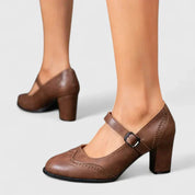 Marguerite Delvaux | Black Mary Jane Block Heel Pumps